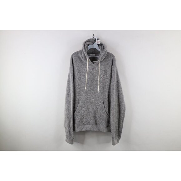 John Elliott Mens Size 4 US XL Blank Wool Blend Textured Knit Hoodie Sweatshirt